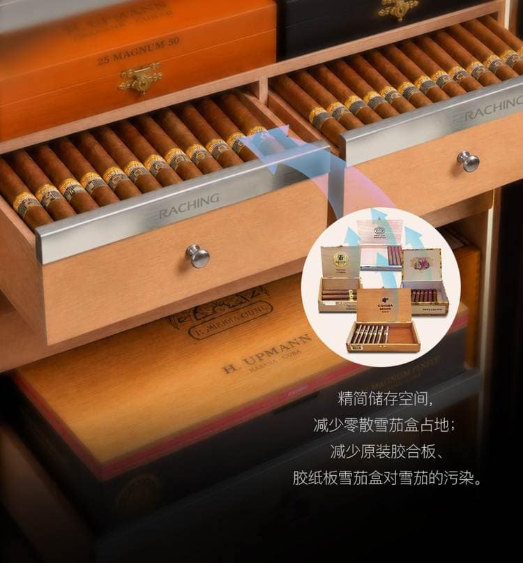 Raching 美晶 DM52「暗物質」耀石黑恆溫恆濕雪茄櫃｜約1,000–1,200支｜Capadura 保濕櫃 · 恆溫箱｜W Cigar Shop 雪茄配件 商品詳情 15