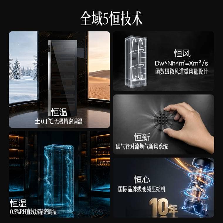Raching 美晶 DM56「暗物質」耀石黑恆溫恆濕雪茄櫃｜約1,200–1,500支｜Capadura 保濕櫃 · 恆溫箱｜W Cigar Shop 雪茄配件 商品詳情 4