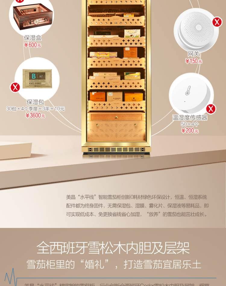 Raching 美晶 MON2800A 智慧水平線恆溫恆濕雪茄櫃｜約1200-1500支｜Capadura 保濕櫃 · 恆溫箱｜W Cigar Shop 雪茄配件 商品詳情 26