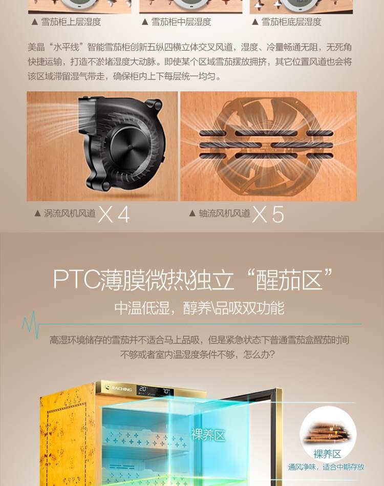 Raching 美晶 MON2800A 智慧水平線恆溫恆濕雪茄櫃｜約1200-1500支｜Capadura 保濕櫃 · 恆溫箱｜W Cigar Shop 雪茄配件 商品詳情 18