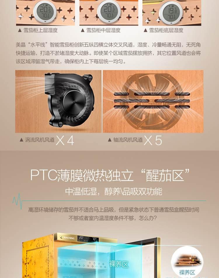 Raching 美晶 MON3800A 智慧水平線恆溫恆濕雪茄櫃｜約1500-1800支｜Capadura 保濕櫃 · 恆溫箱｜W Cigar Shop 雪茄配件 商品詳情 18