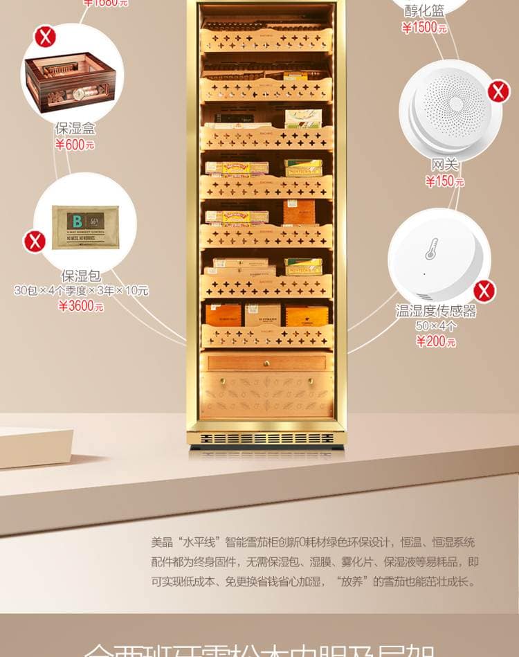 Raching 美晶 MON3800A 智慧水平線恆溫恆濕雪茄櫃｜約1500-1800支｜Capadura 保濕櫃 · 恆溫箱｜W Cigar Shop 雪茄配件 商品詳情 26