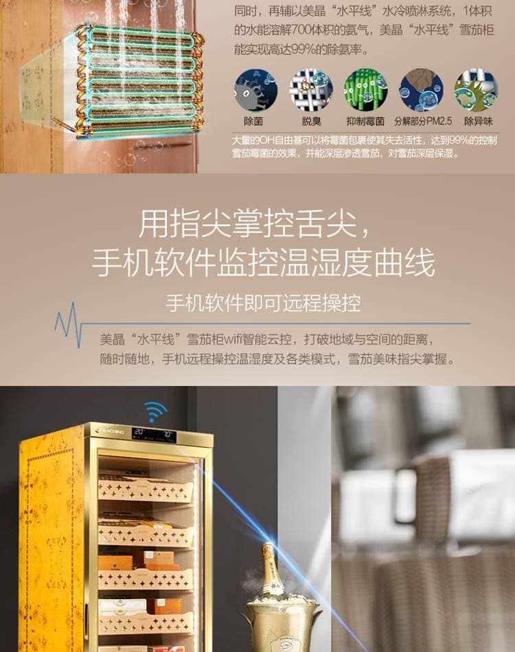 Raching 美晶 MON3800A 智慧水平線恆溫恆濕雪茄櫃｜約1500-1800支｜Capadura 保濕櫃 · 恆溫箱｜W Cigar Shop 雪茄配件 商品詳情 23