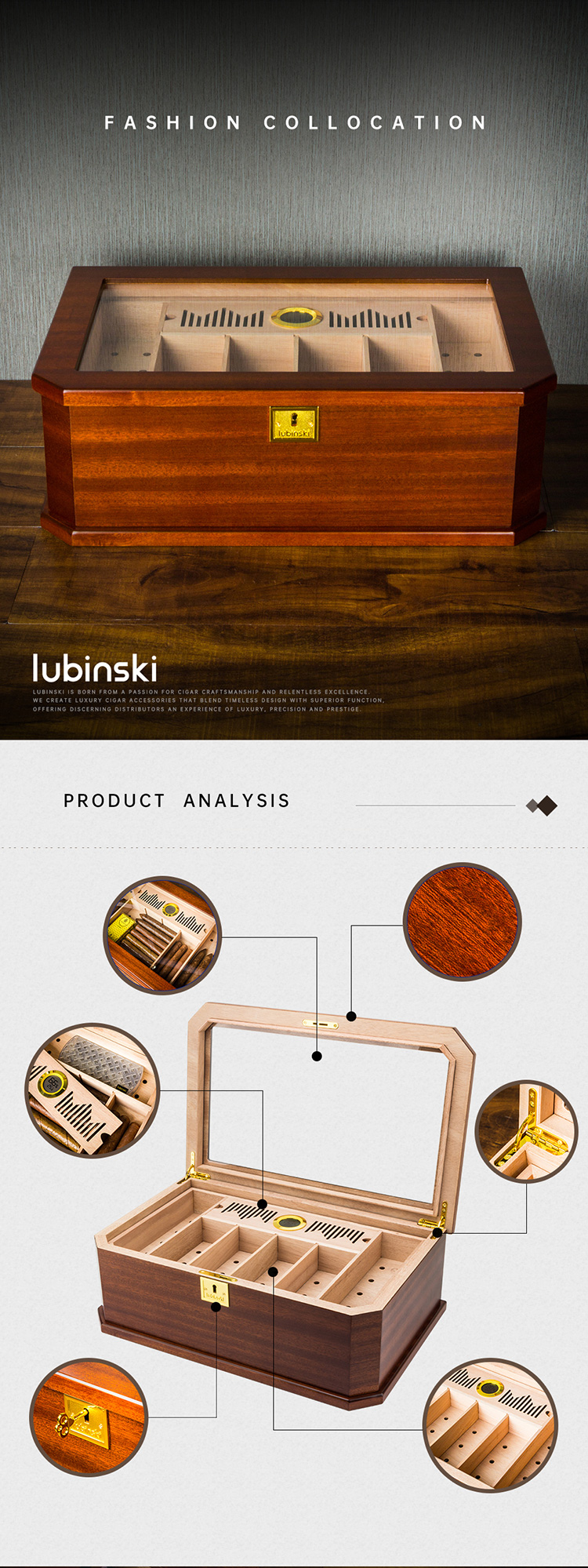 Lubinski 魯賓斯基 實木醇化養醒茄保濕盒 保濕櫃 · 恆溫箱|W Cigar Shop 雪茄配件 商品詳情 1