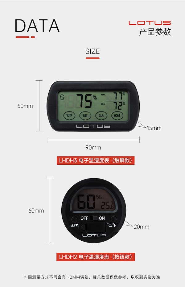 LOTUS 蓮花 電子溫濕度計 保養 · 濕度｜W Cigar Shop 雪茄配件 商品詳情 11