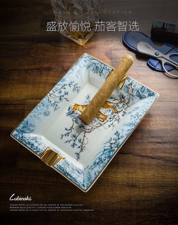 Lubinski 魯賓斯基 陶骨瓷方形台式兩槽菸灰缸 菸灰缸｜W Cigar Shop 雪茄配件 商品詳情 7