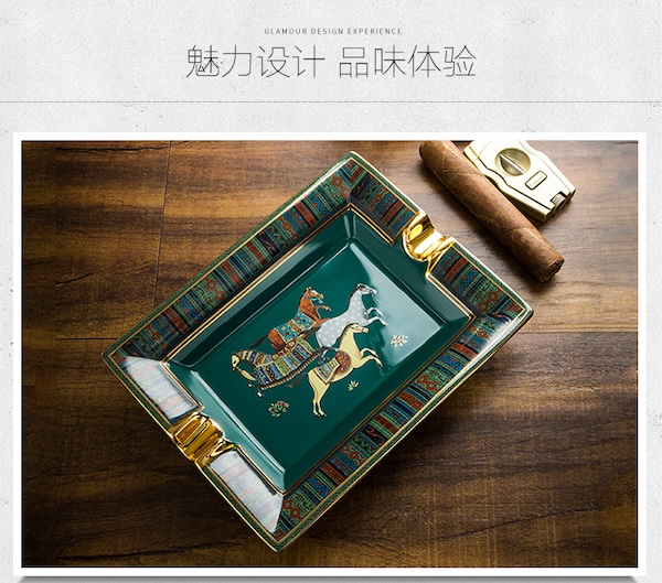 Lubinski 魯賓斯基 陶骨瓷方形台式兩槽菸灰缸 菸灰缸｜W Cigar Shop 雪茄配件 商品詳情 12