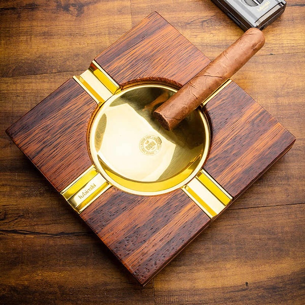 Lubinski 魯賓斯基 高檔雞翅木實木四槽雪茄菸灰缸 菸灰缸|W Cigar Shop 雪茄配件 商品詳情 2