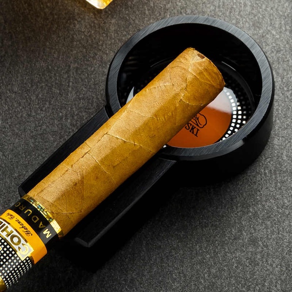 Lubinski 魯賓斯基 便攜式單口鋅合金拉絲雪茄菸灰缸 菸灰缸|W Cigar Shop 雪茄配件 商品詳情 3