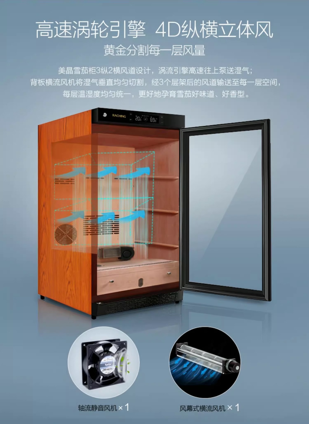 Raching 美晶 C150A 恆溫恆濕雪松木雪茄櫃 保濕櫃 · 恆溫箱|W Cigar Shop 雪茄配件 商品詳情 13