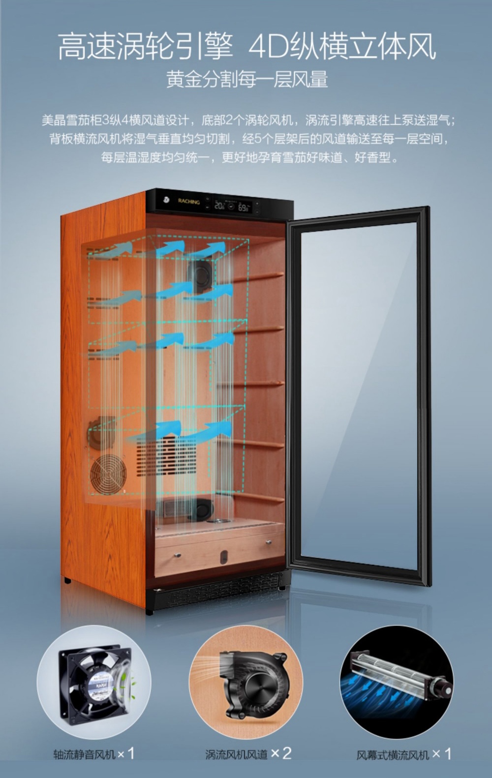 Raching 美晶 C230A 壓縮機恆溫恆濕雪松木雪茄櫃 保濕櫃 · 恆溫箱|W Cigar Shop 雪茄配件 商品詳情 15
