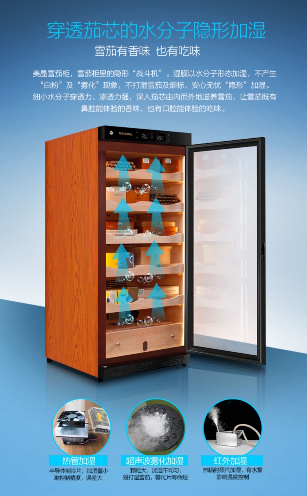 Raching 美晶 C230A 壓縮機恆溫恆濕雪松木雪茄櫃 保濕櫃 · 恆溫箱|W Cigar Shop 雪茄配件 商品詳情 11