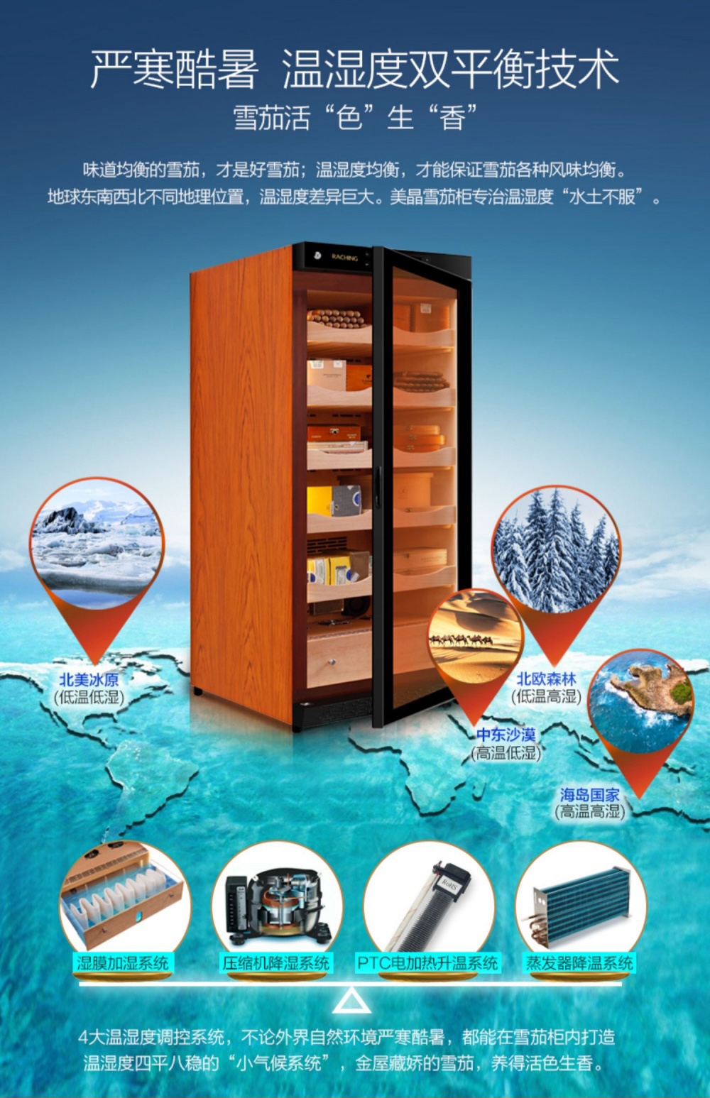 Raching 美晶 C230A 壓縮機恆溫恆濕雪松木雪茄櫃 保濕櫃 · 恆溫箱|W Cigar Shop 雪茄配件 商品詳情 13