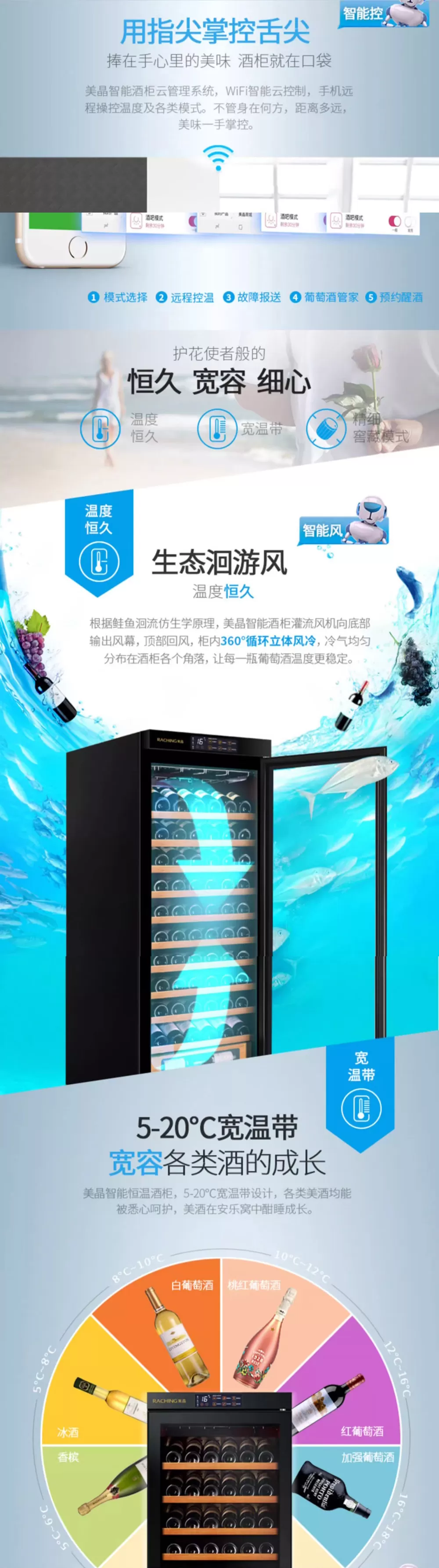 Raching 美晶 W380A-MC 智慧WIFI紅酒櫃 紅酒櫃｜W Cigar Shop 雪茄配件 商品詳情 9
