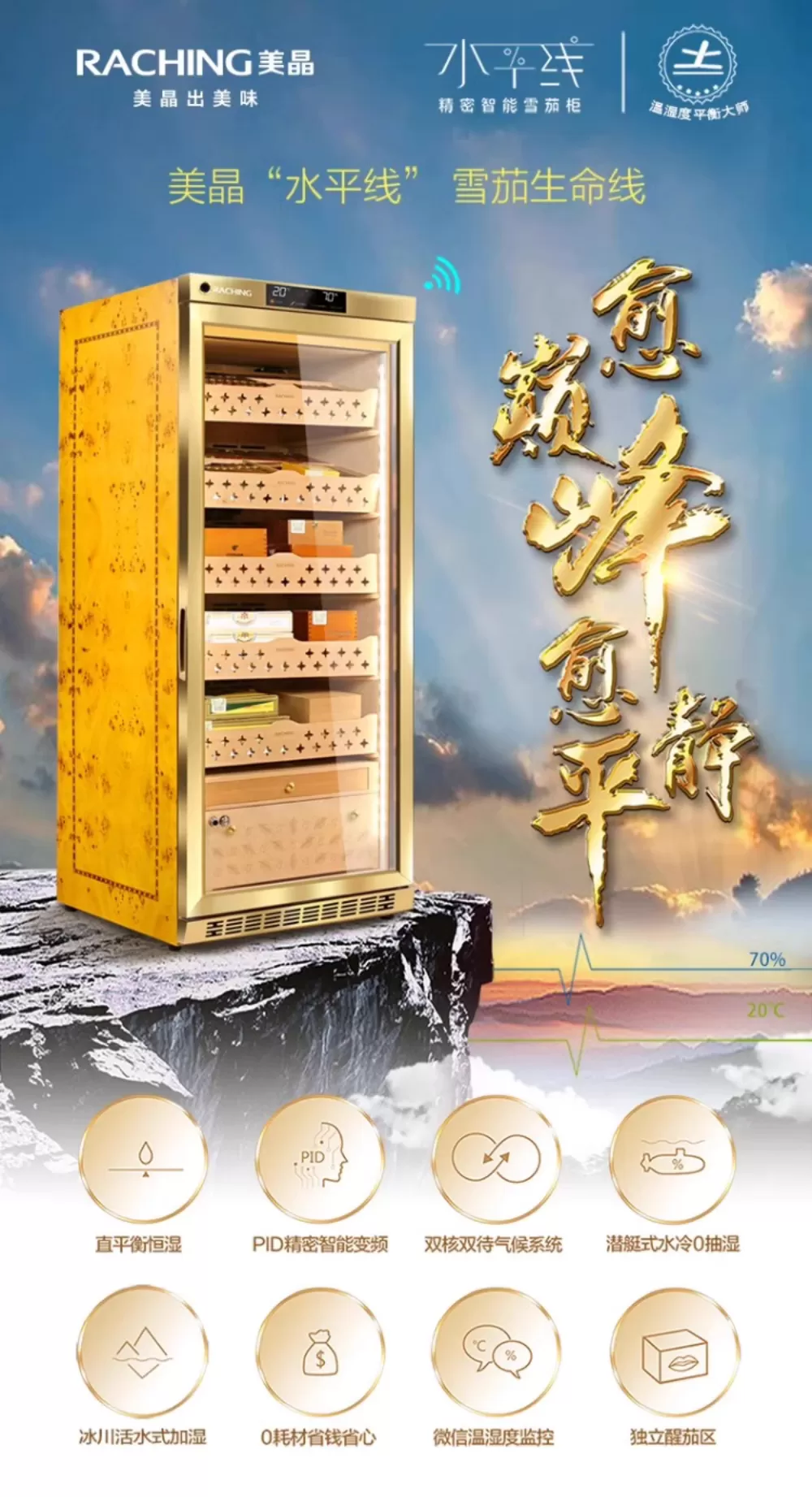 Raching 美晶 MON1800A 智慧雪茄保濕櫃 保濕櫃 · 恆溫箱|W Cigar Shop 雪茄配件 商品詳情 6