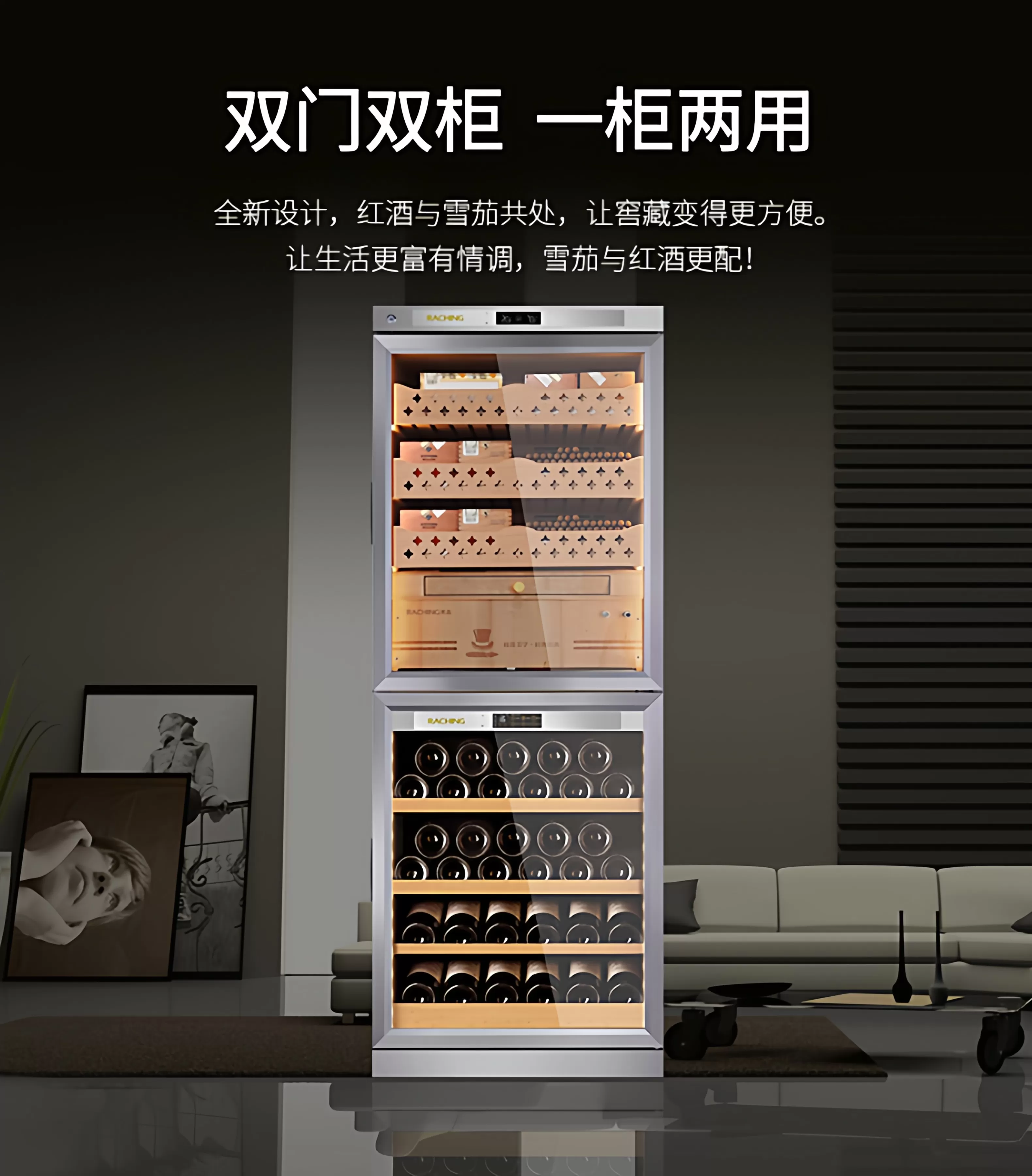 Raching 美晶 雪茄紅酒一體櫃 雙門雙溫區 保濕櫃 · 恆溫箱|W Cigar Shop 雪茄配件 商品詳情 5