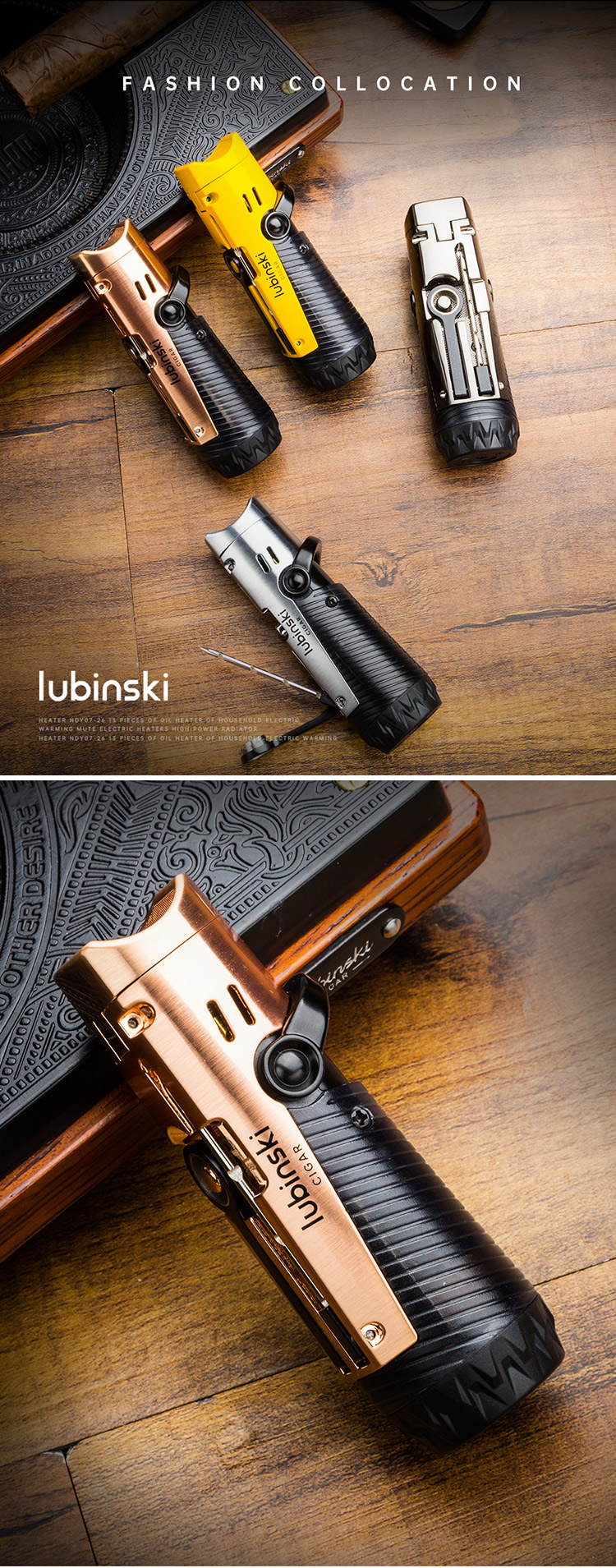 Lubinski 魯賓斯基 四直衝戰術托架噴射打火機 打火機 · 點火｜W Cigar Shop 雪茄配件 商品詳情 1