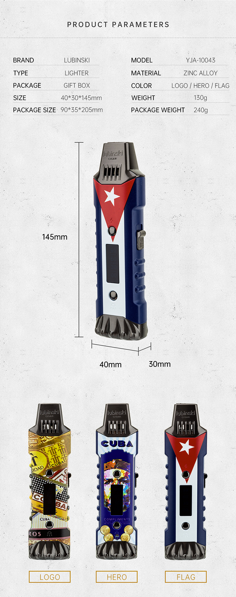 Lubinski 魯賓斯基 雙直衝藍焰噴射雪茄打火機(YJA-10043) 打火機 · 點火|W Cigar Shop 雪茄配件 商品詳情 4