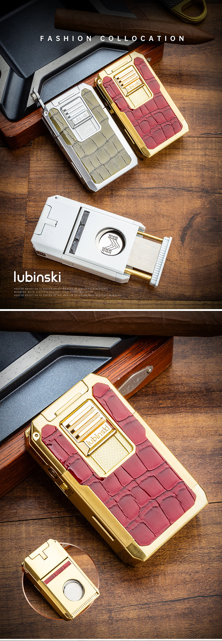 Lubinski 魯賓斯基 皮革藍焰噴射開孔器托架雪茄打火機(YJA-10069) 打火機 · 點火|W Cigar Shop 雪茄配件 商品詳情 1
