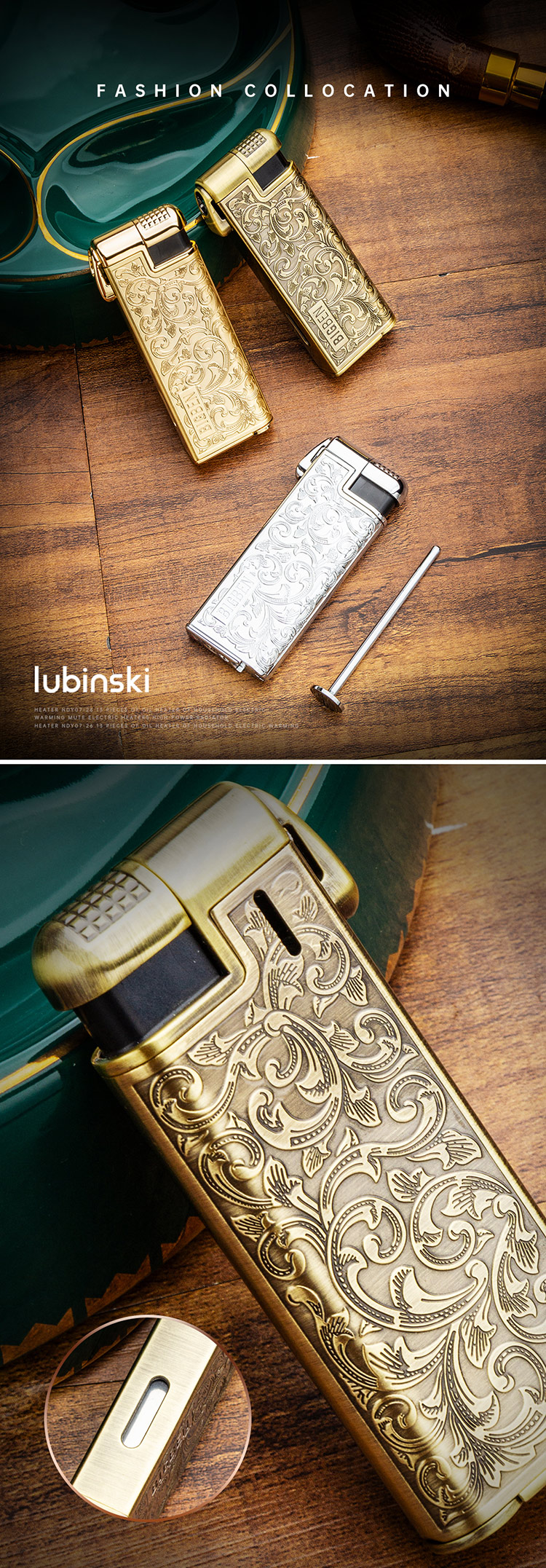 Lubinski 魯賓斯基 雕花菸斗打火機（附壓棒） 保養 · 濕度｜W Cigar Shop 雪茄配件 商品詳情 1