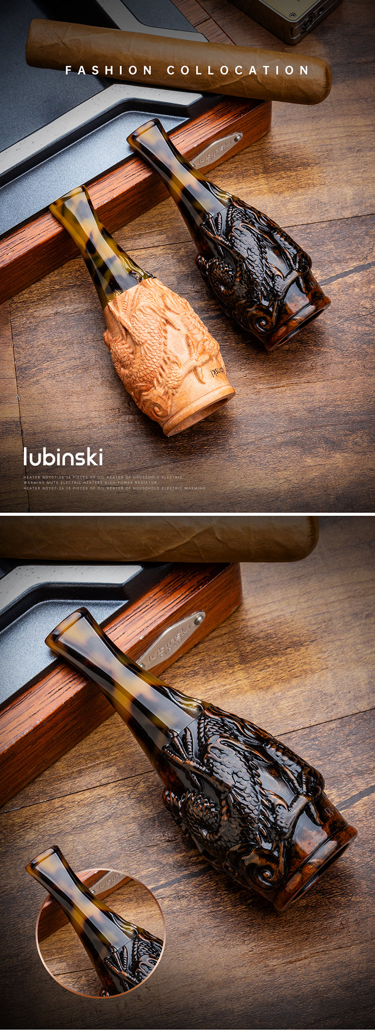 Lubinski 魯賓斯基 龍紋雕刻菸斗立座 保養 · 濕度|W Cigar Shop 雪茄配件 商品詳情 1