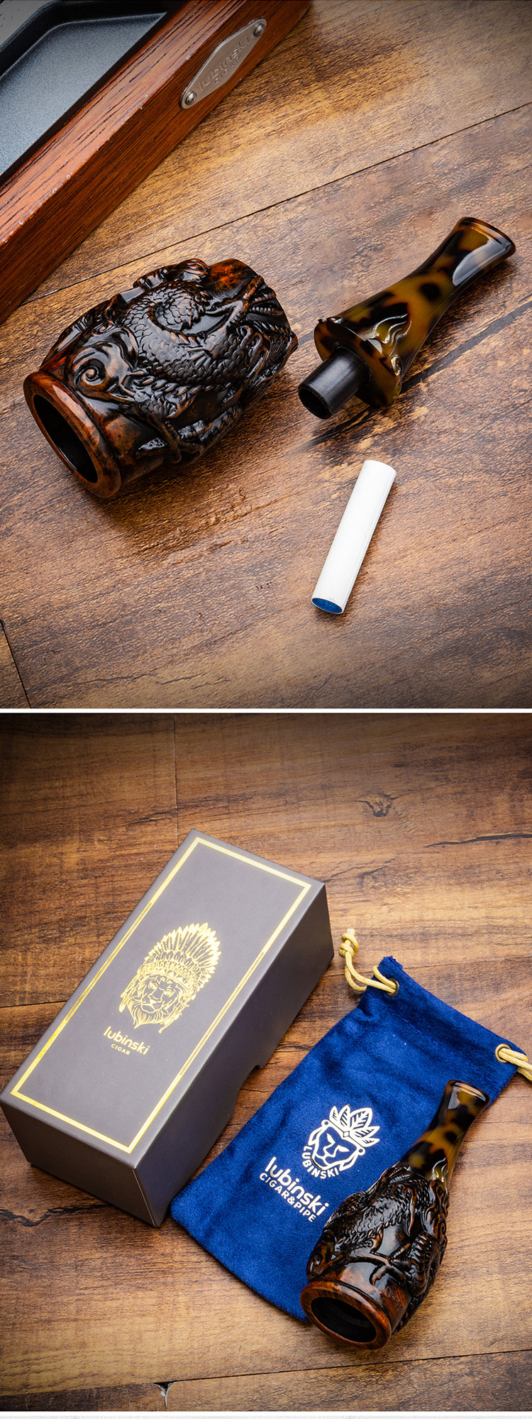 Lubinski 魯賓斯基 龍紋雕刻菸斗立座 保養 · 濕度|W Cigar Shop 雪茄配件 商品詳情 3