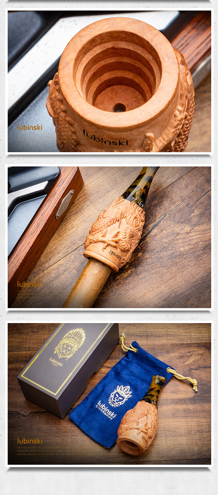 Lubinski 魯賓斯基 龍紋雕刻菸斗立座 保養 · 濕度|W Cigar Shop 雪茄配件 商品詳情 6