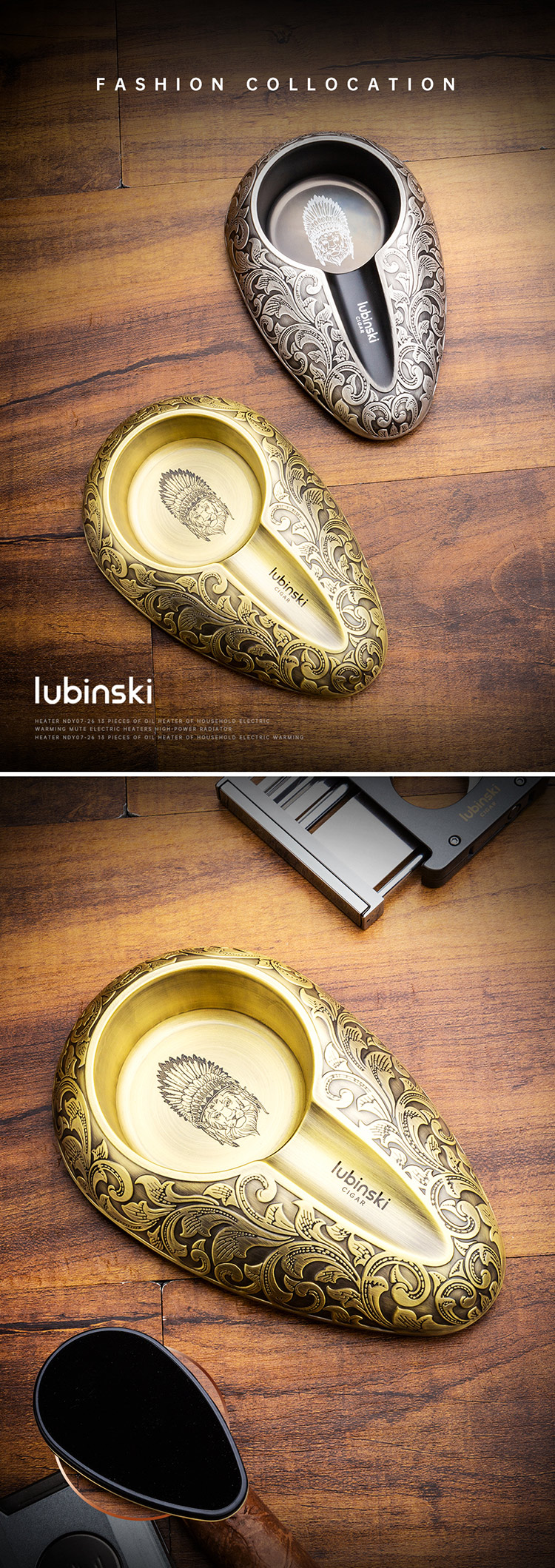 Lubinski 魯賓斯基 雕花水滴形金屬雪茄菸灰缸 菸灰缸|W Cigar Shop 雪茄配件 商品詳情 1