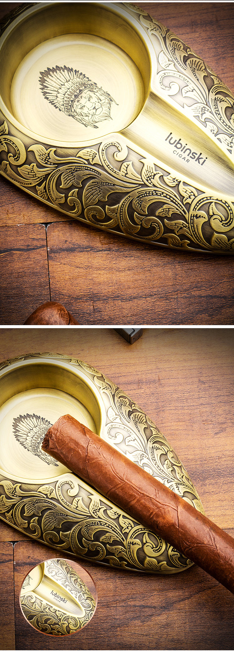 Lubinski 魯賓斯基 雕花水滴形金屬雪茄菸灰缸 菸灰缸|W Cigar Shop 雪茄配件 商品詳情 2