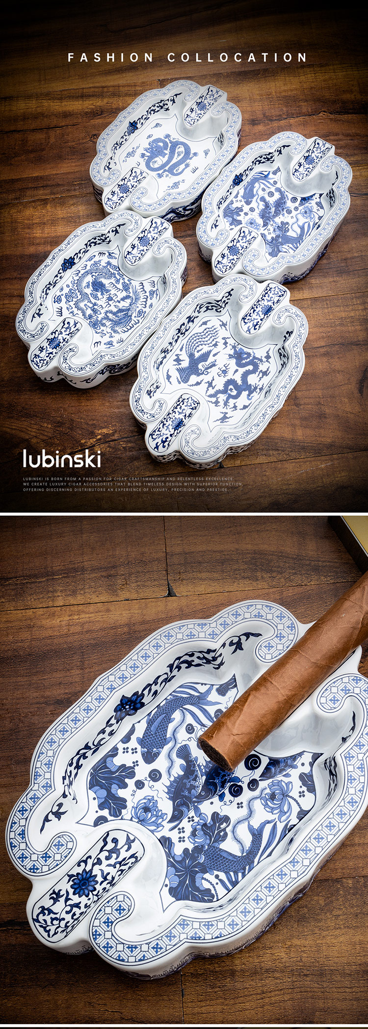 Lubinski 魯賓斯基 青花瓷雪茄菸灰缸（YJA-20058） 菸灰缸｜W Cigar Shop 雪茄配件 商品詳情 1