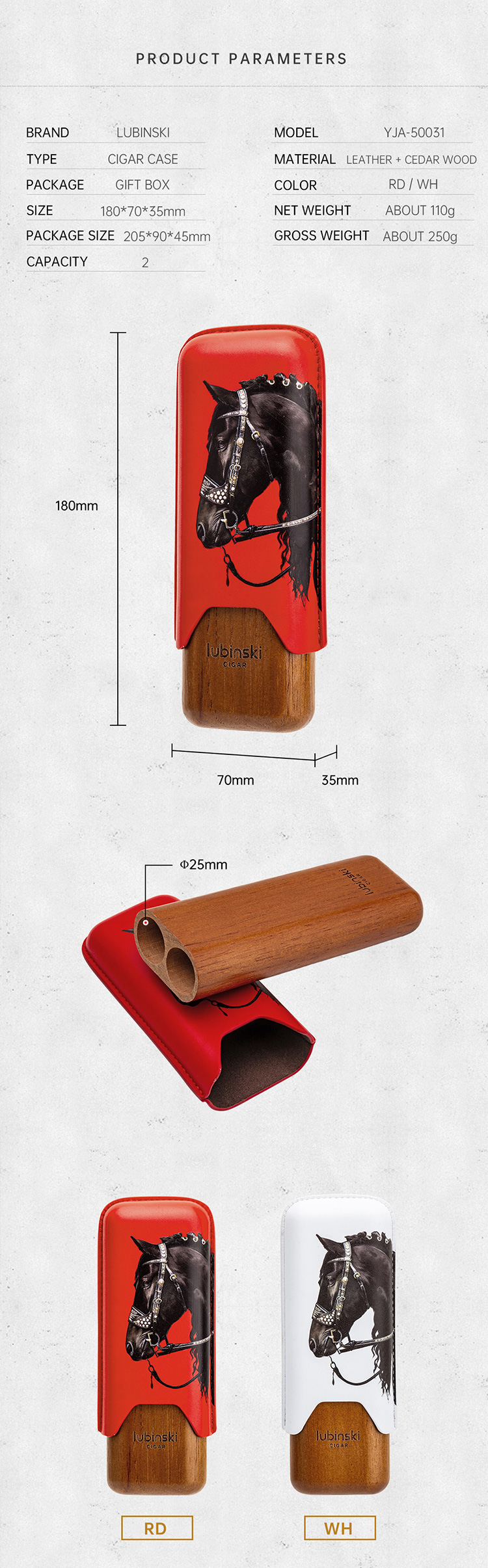 Lubinski 魯賓斯基 駿馬藝術雪茄套（YJA-50031） 收納 · 旅行盒｜W Cigar Shop 雪茄配件 商品詳情 4