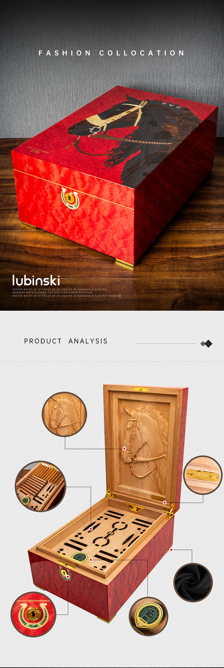 Lubinski 魯賓斯基 駿馬彩繪鋼琴烤漆雪茄保濕盒 保濕櫃 · 恆溫箱|W Cigar Shop 雪茄配件 商品詳情 1