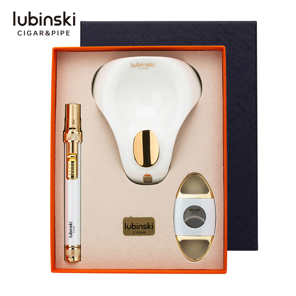 Lubinski 骨瓷菸灰缸三件雪茄工具禮盒