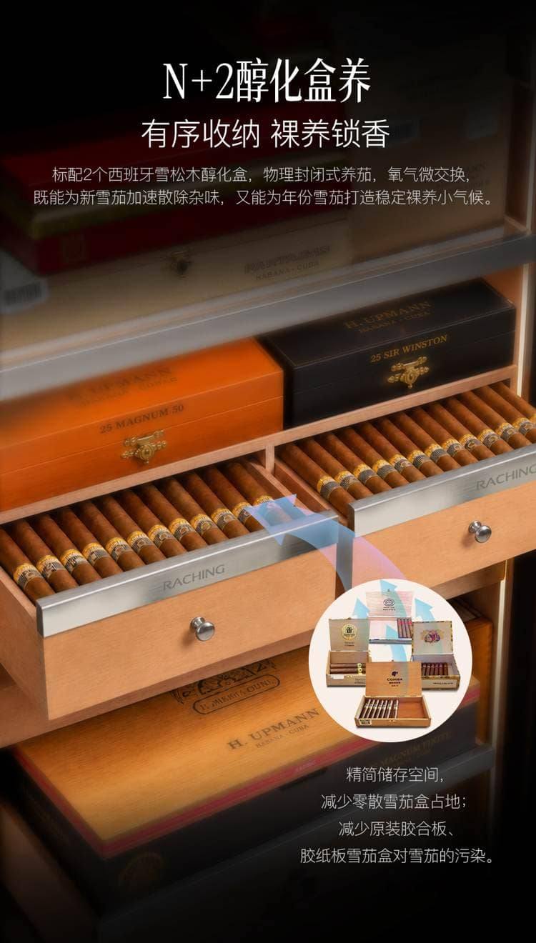 Raching 美晶 DM50「暗物質」耀石黑恆溫恆濕雪茄櫃｜約400–600支 保濕櫃 · 恆溫箱｜W Cigar Shop 雪茄配件 商品詳情 16