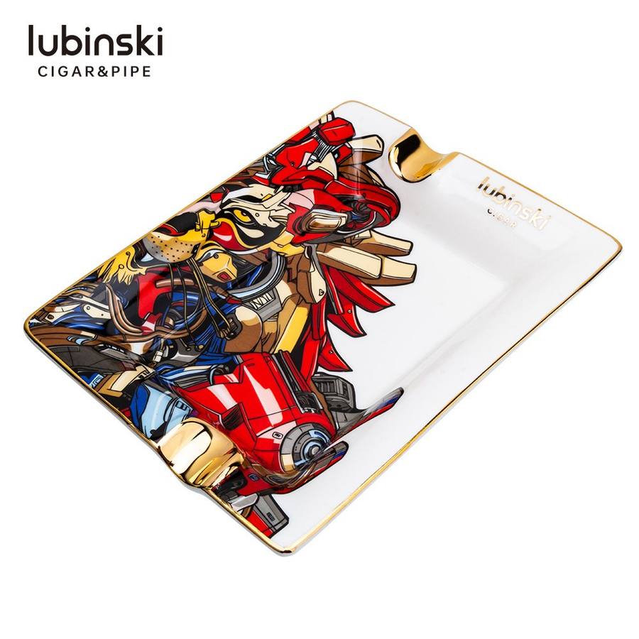Lubinski 魯賓斯基 機械獅陶瓷雪茄菸灰缸