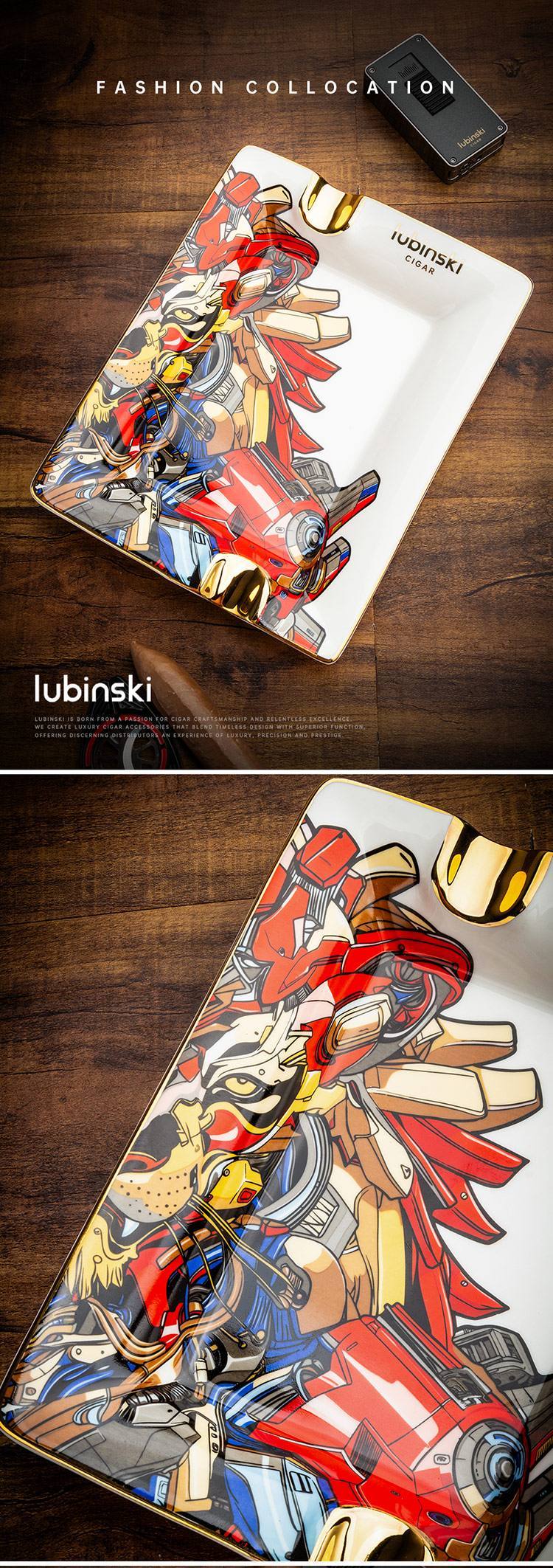 Lubinski 魯賓斯基 機械獅陶瓷雪茄菸灰缸 菸灰缸|W Cigar Shop 雪茄配件 商品詳情 1