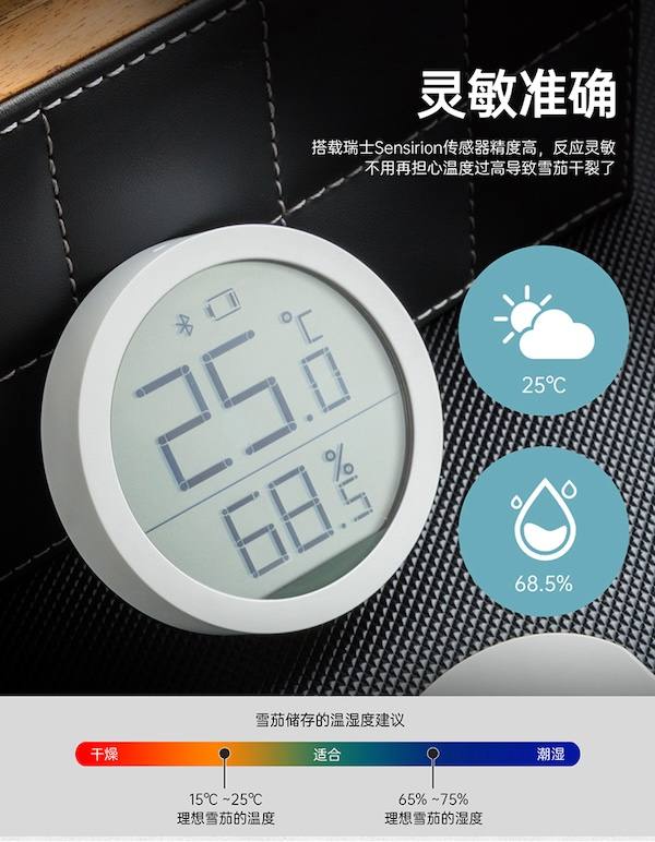 Lubinski 魯賓斯基 高精度藍牙電子溫濕度計 保養 · 濕度｜W Cigar Shop 雪茄配件 商品詳情 10