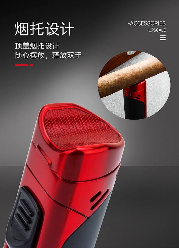 LOTUS 蓮花 帶開孔器四直衝雪茄打火機 打火機 · 點火｜W Cigar Shop 雪茄配件 商品詳情 7