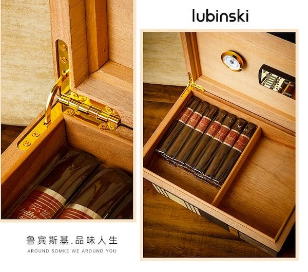 Lubinski 魯賓斯基 醇香雪松木木紋拼花雪茄保濕盒 保濕櫃 · 恆溫箱｜W Cigar Shop 雪茄配件 商品詳情 14