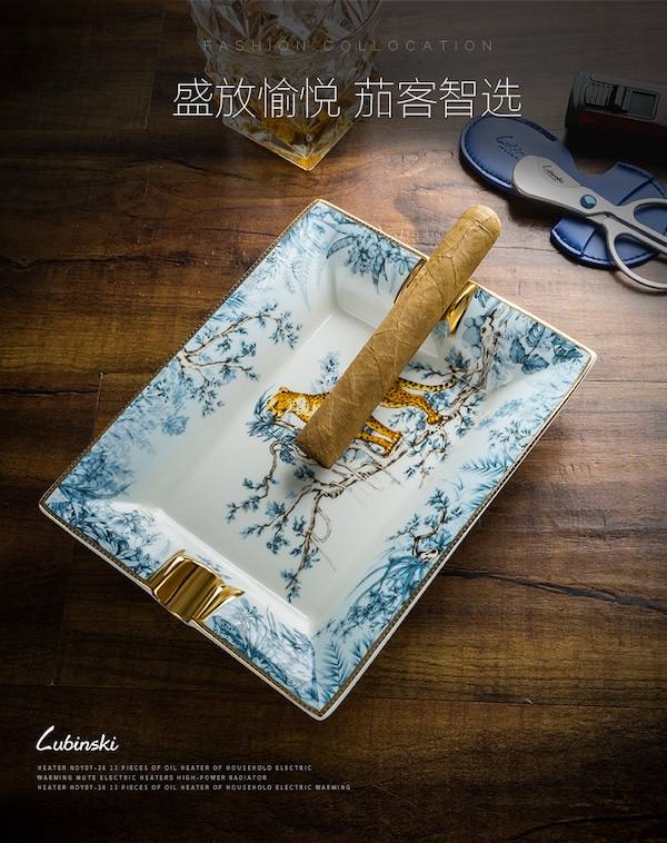 Lubinski 魯賓斯基 陶骨瓷方形台式兩槽菸灰缸 菸灰缸｜W Cigar Shop 雪茄配件 商品詳情 7