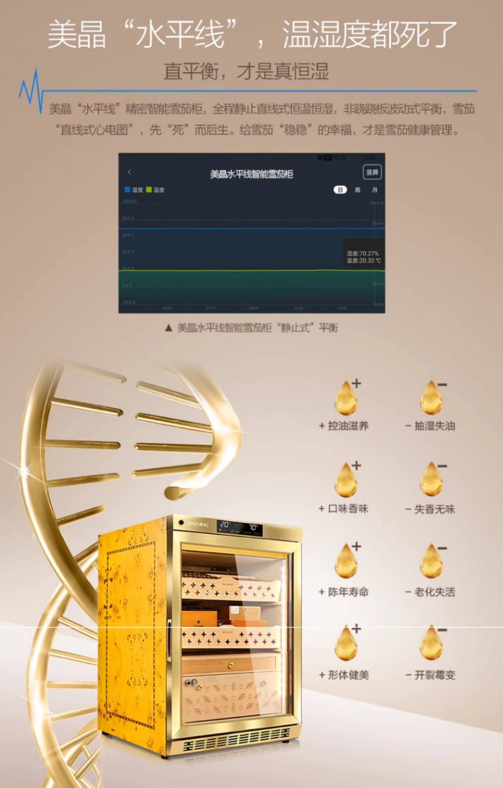 Raching 美晶 MON800A 智慧水平線實木雪茄櫃 保濕櫃 · 恆溫箱｜W Cigar Shop 雪茄配件 商品詳情 9