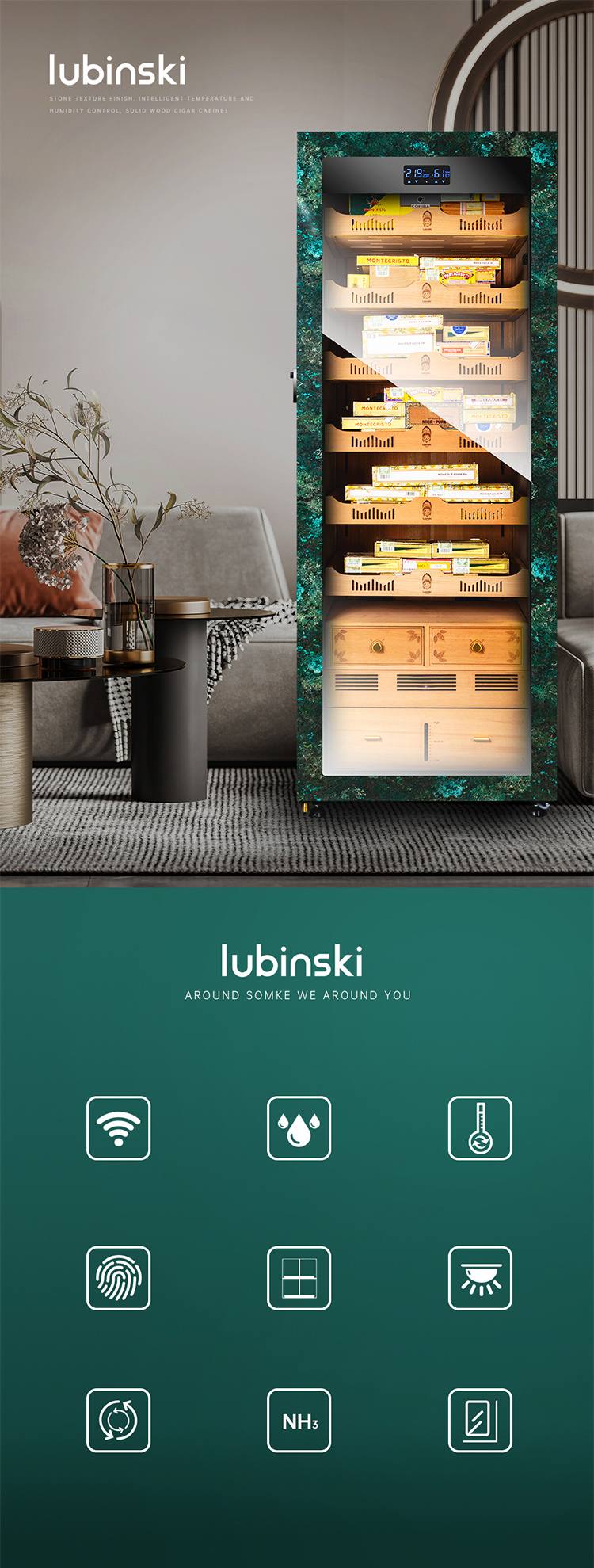 Lubinski 魯賓斯基 RA888 智慧電子雪茄櫃 保濕櫃 · 恆溫箱|W Cigar Shop 雪茄配件 商品詳情 1