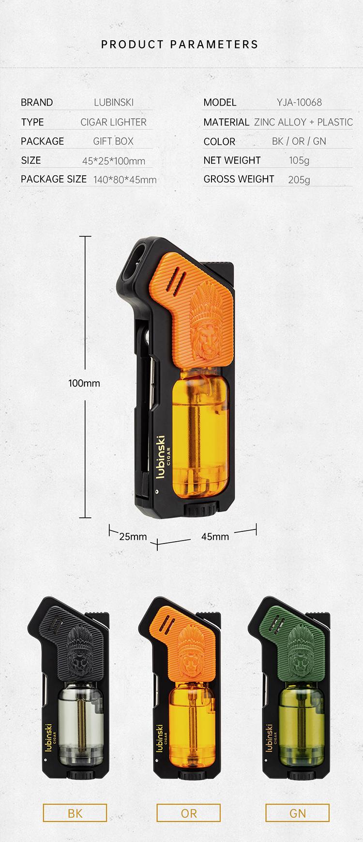 Lubinski 魯賓斯基 雙直衝藍焰噴射雪茄打火機（YJA-10068） 打火機 · 點火｜W Cigar Shop 雪茄配件 商品詳情 4
