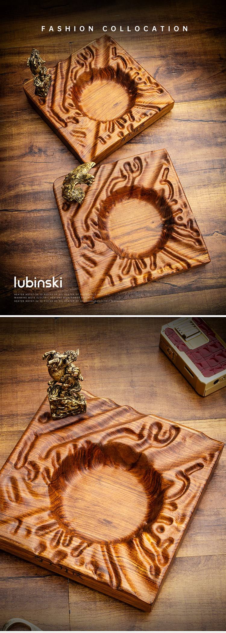 Lubinski 魯賓斯基 實木雕刻瑞獸雪茄菸灰缸 菸灰缸|W Cigar Shop 雪茄配件 商品詳情 1