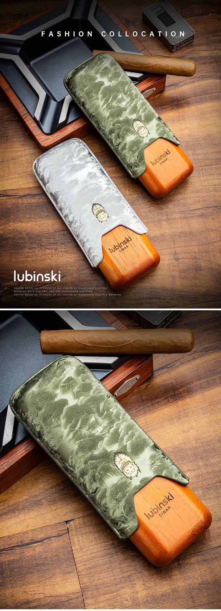 Lubinski 魯賓斯基 山水緞面木底雪茄套 收納 · 旅行盒｜W Cigar Shop 雪茄配件 商品詳情 1