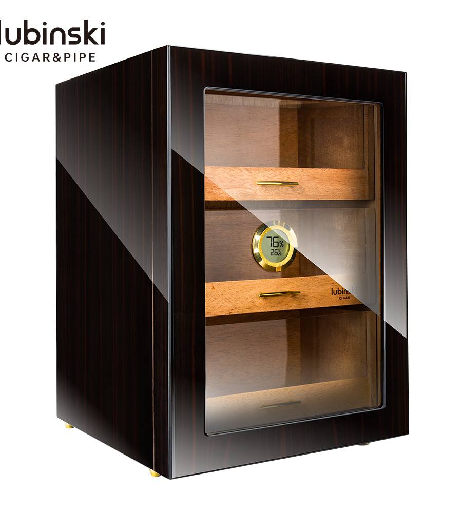 Lubinski 黑檀烤漆玻璃門雪茄展示保濕櫃
