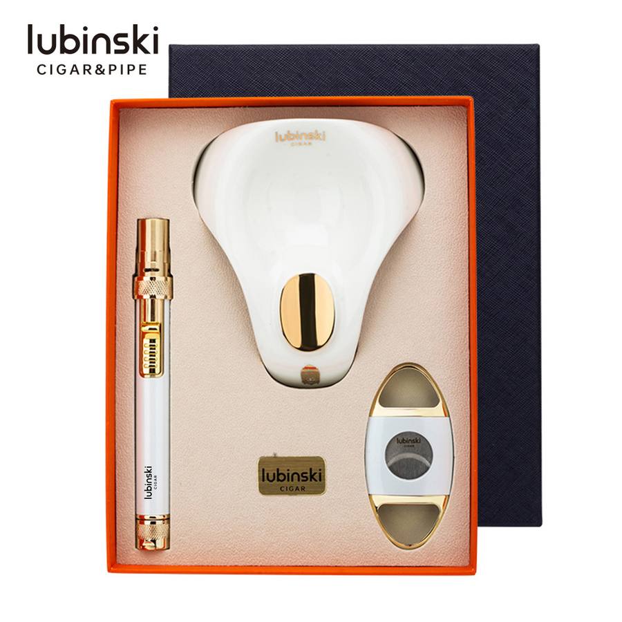 Lubinski 骨瓷菸灰缸三件雪茄工具禮盒